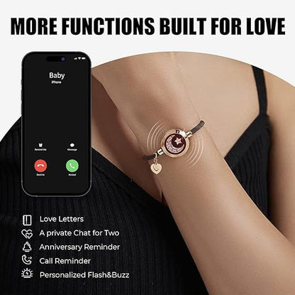 TOTWOO Long Distance Touch Bracelets for Couples, Vibration & Light up for Love Couples Bracelets | Long Distance Relationship Gifts for Girlfriend Bluetooth Pairing Jewelry