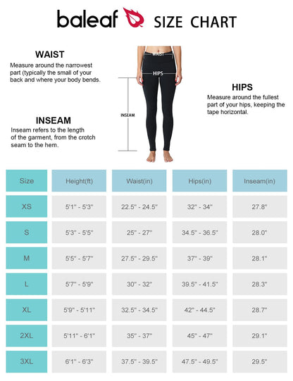 BALEAF Women's Fleece Lined Leggings Thermal Warm Winter Tights High Waisted Yoga Pants Cold Weather with Pockets