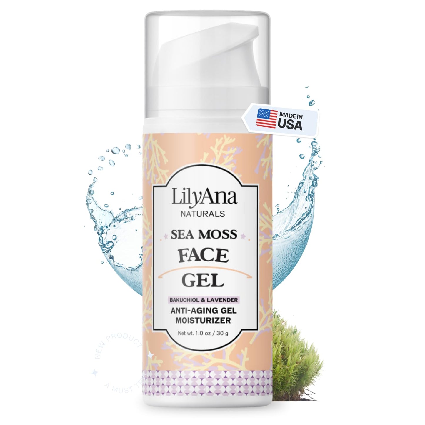 LilyAna Naturals Firming Face Lift Cream with Bakuchiol, Sea Moss and Peptide Complex - Face Tightening and Skin Firming Cream for Face - Advanced Anti-Aging Moisturizer - Made in the USA - 1oz