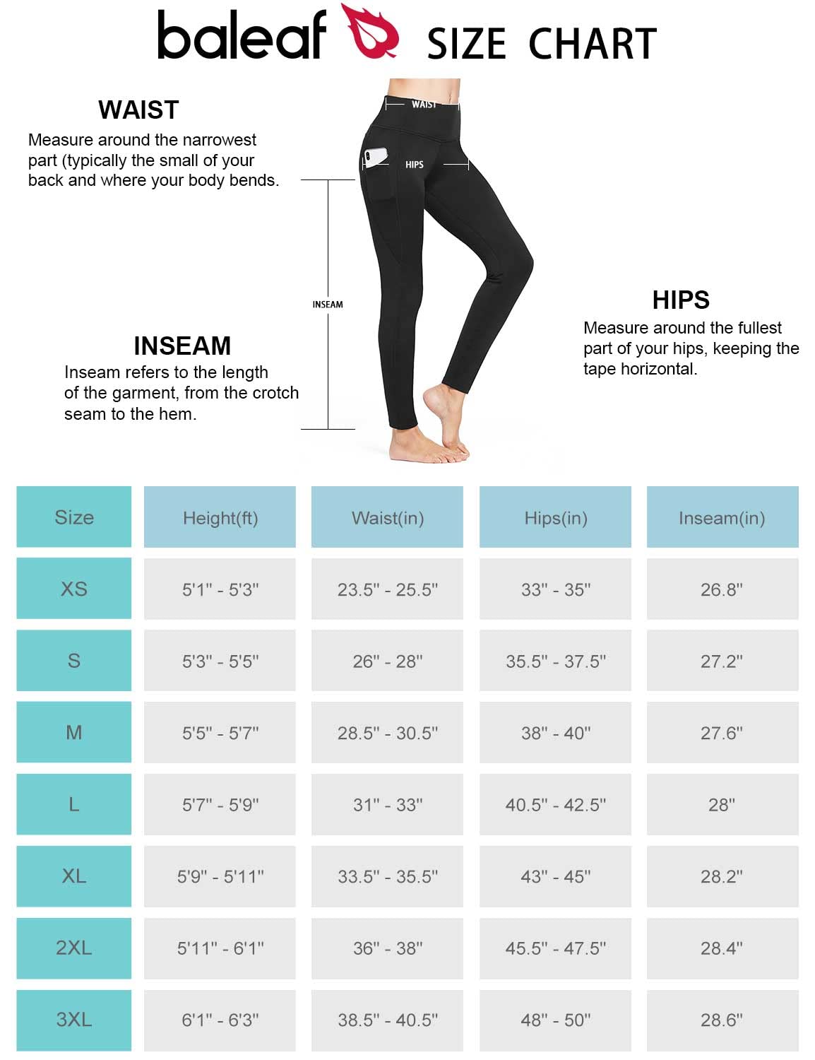 BALEAF Women's Fleece Lined Leggings Thermal Warm Winter Tights High Waisted Yoga Pants Cold Weather with Pockets