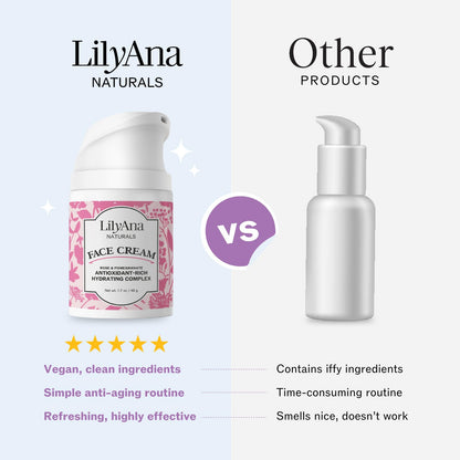 LilyAna Naturals Firming Face Lift Cream with Bakuchiol, Sea Moss and Peptide Complex - Face Tightening and Skin Firming Cream for Face - Advanced Anti-Aging Moisturizer - Made in the USA - 1oz