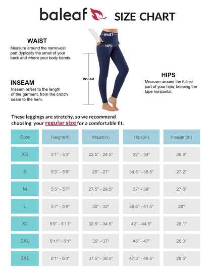 BALEAF Women's Fleece Lined Leggings Thermal Warm Winter Tights High Waisted Yoga Pants Cold Weather with Pockets