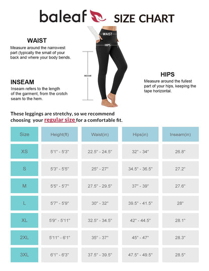 BALEAF Women's Fleece Lined Leggings Thermal Warm Winter Tights High Waisted Yoga Pants Cold Weather with Pockets