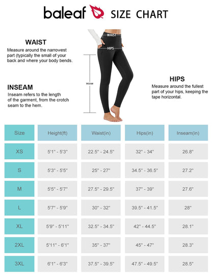 BALEAF Women's Fleece Lined Leggings Thermal Warm Winter Tights High Waisted Yoga Pants Cold Weather with Pockets