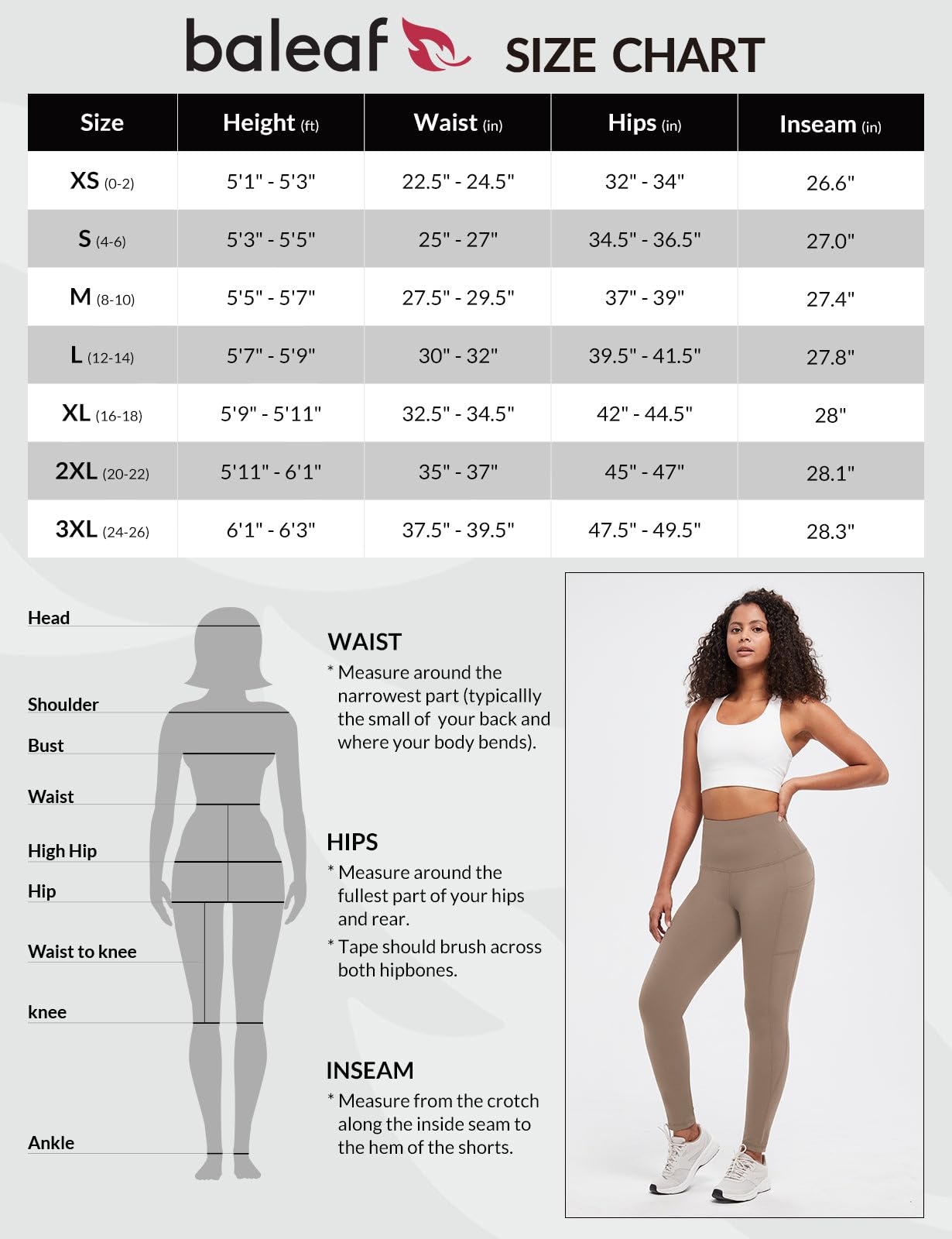 BALEAF Women's Fleece Lined Leggings Thermal Warm Winter Tights High Waisted Yoga Pants Cold Weather with Pockets