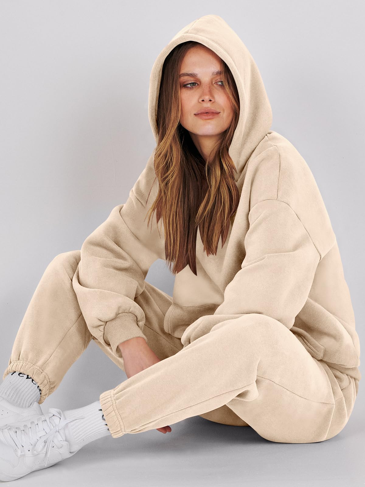 ANRABESS Womens 2 Piece Outfits Lounge Hoodie Oversized Sweatshirt Jogger Sweatpants Y2K Tracksuit Sweatsuit Set Fall Clothes