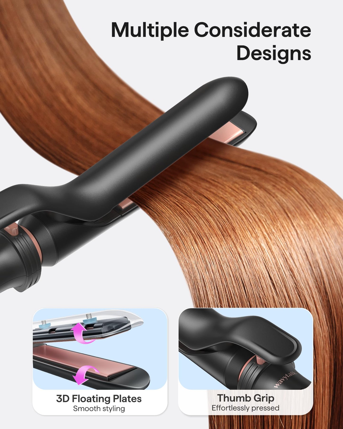 Wavytalk 5 in 1 Curling Iron, Curling Iron Set with Thermal Brush and 4 Interchangeable Ceramic Curling Wand(0.5”-1.25”),Instant Heat Up Hair Curling Iron, Rose Gold