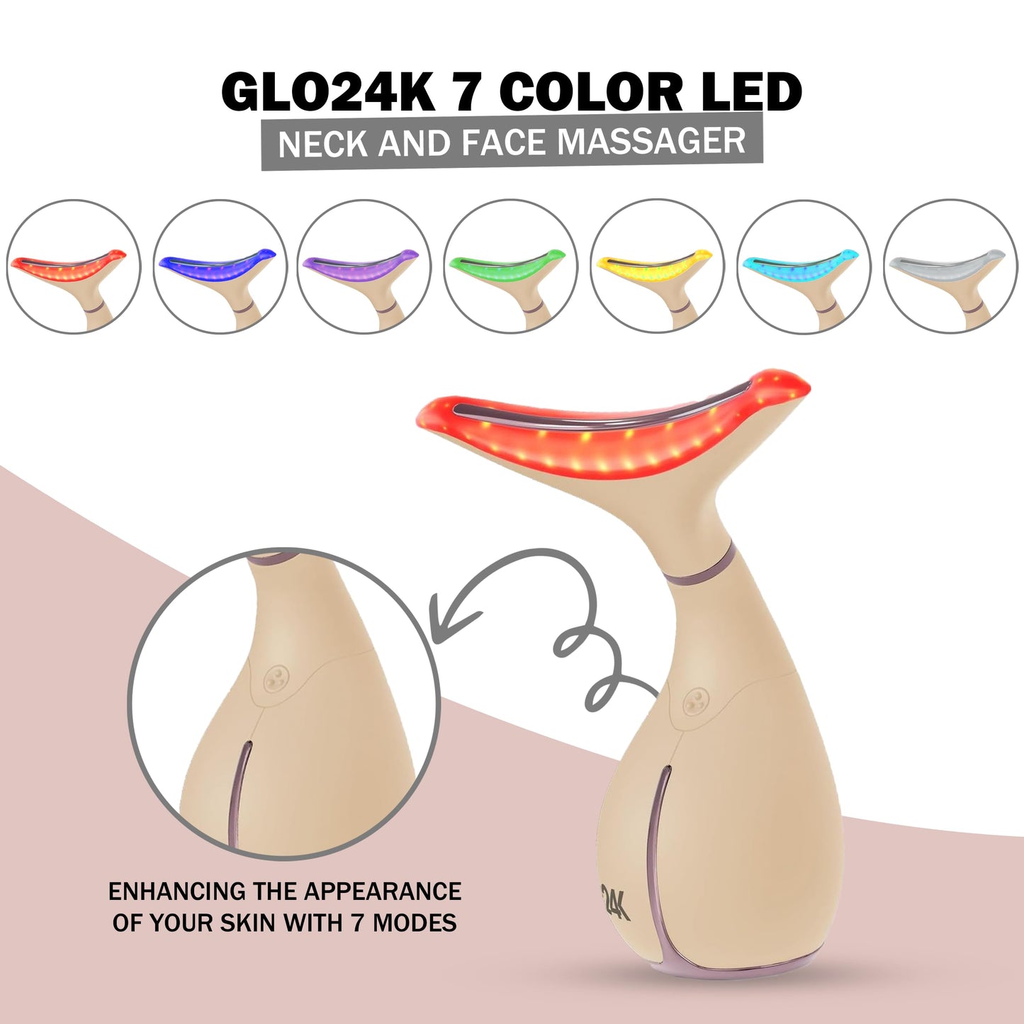 GLO24K 7 Color Light Skin Rejuvenation Neck and Face Massager