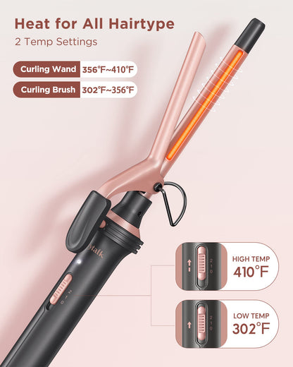 Wavytalk 5 in 1 Curling Iron, Curling Iron Set with Thermal Brush and 4 Interchangeable Ceramic Curling Wand(0.5”-1.25”),Instant Heat Up Hair Curling Iron, Rose Gold