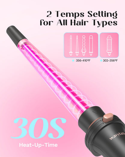 Wavytalk 5 in 1 Curling Iron, Curling Iron Set with Thermal Brush and 4 Interchangeable Ceramic Curling Wand(0.5”-1.25”),Instant Heat Up Hair Curling Iron, Rose Gold