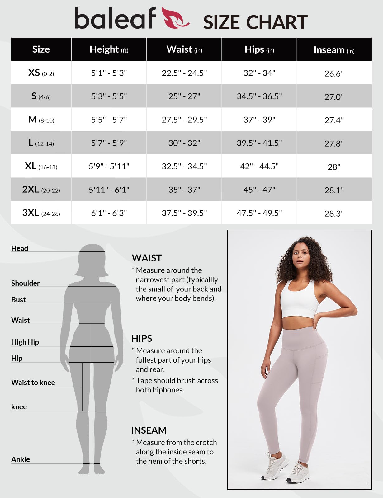 BALEAF Women's Fleece Lined Leggings Thermal Warm Winter Tights High Waisted Yoga Pants Cold Weather with Pockets