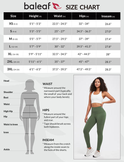 BALEAF Women's Fleece Lined Leggings Thermal Warm Winter Tights High Waisted Yoga Pants Cold Weather with Pockets