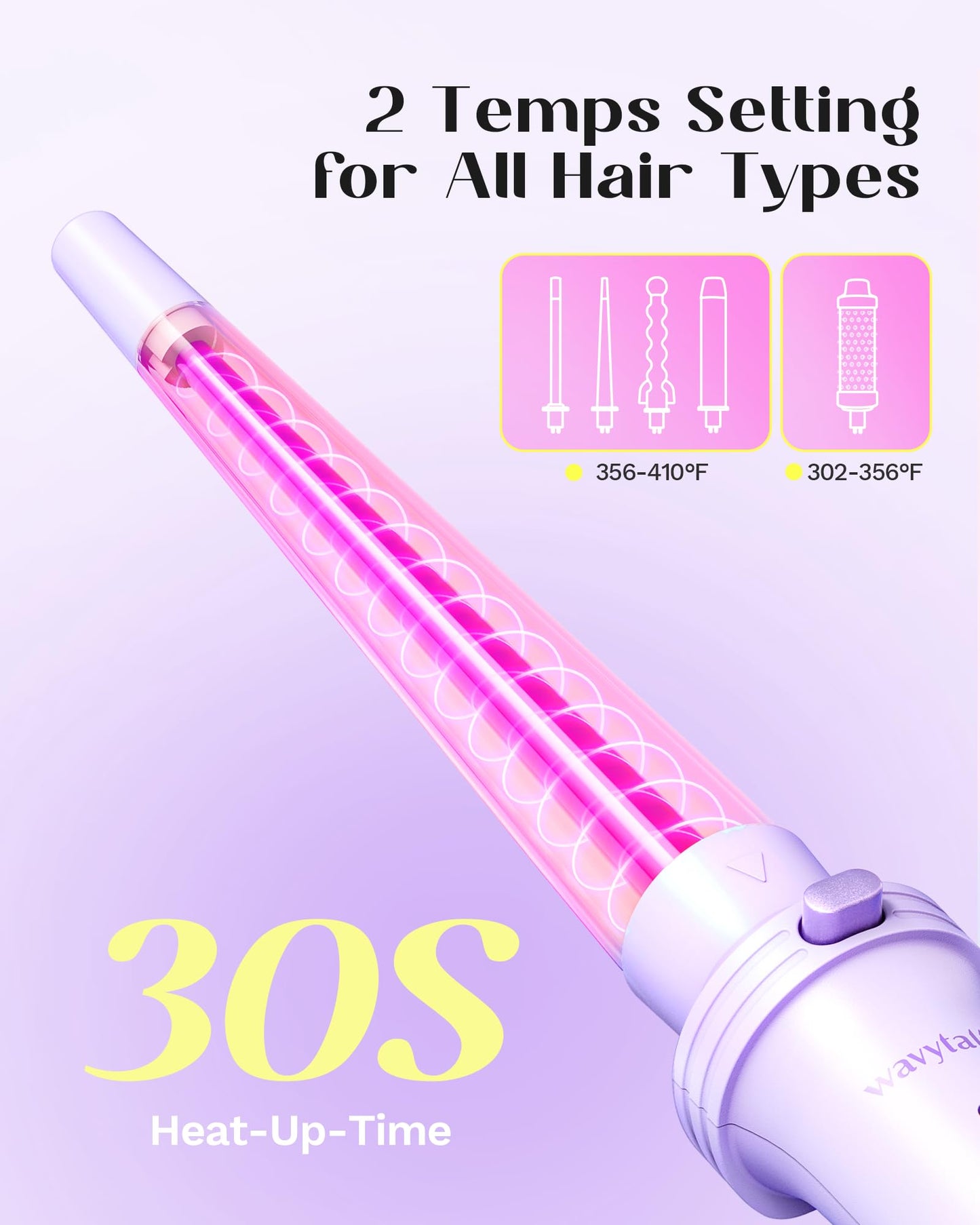 Wavytalk 5 in 1 Curling Iron, Curling Iron Set with Thermal Brush and 4 Interchangeable Ceramic Curling Wand(0.5”-1.25”),Instant Heat Up Hair Curling Iron, Rose Gold