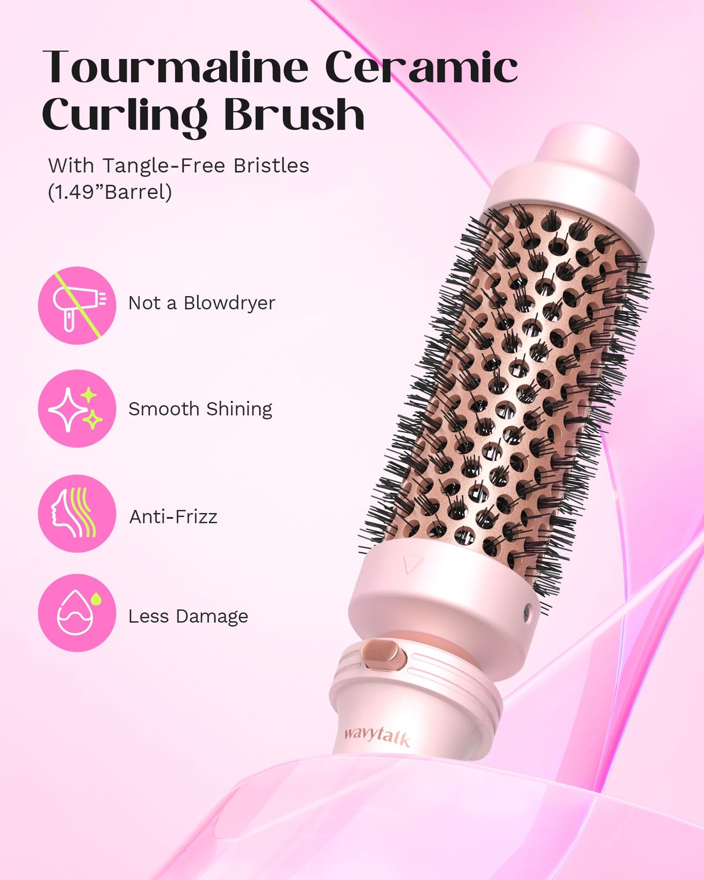 Wavytalk 5 in 1 Curling Iron, Curling Iron Set with Thermal Brush and 4 Interchangeable Ceramic Curling Wand(0.5”-1.25”),Instant Heat Up Hair Curling Iron, Rose Gold