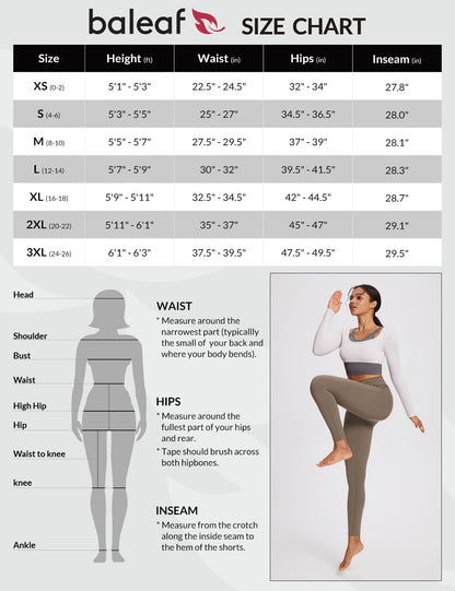 BALEAF Women's Fleece Lined Leggings Thermal Warm Winter Tights High Waisted Yoga Pants Cold Weather with Pockets