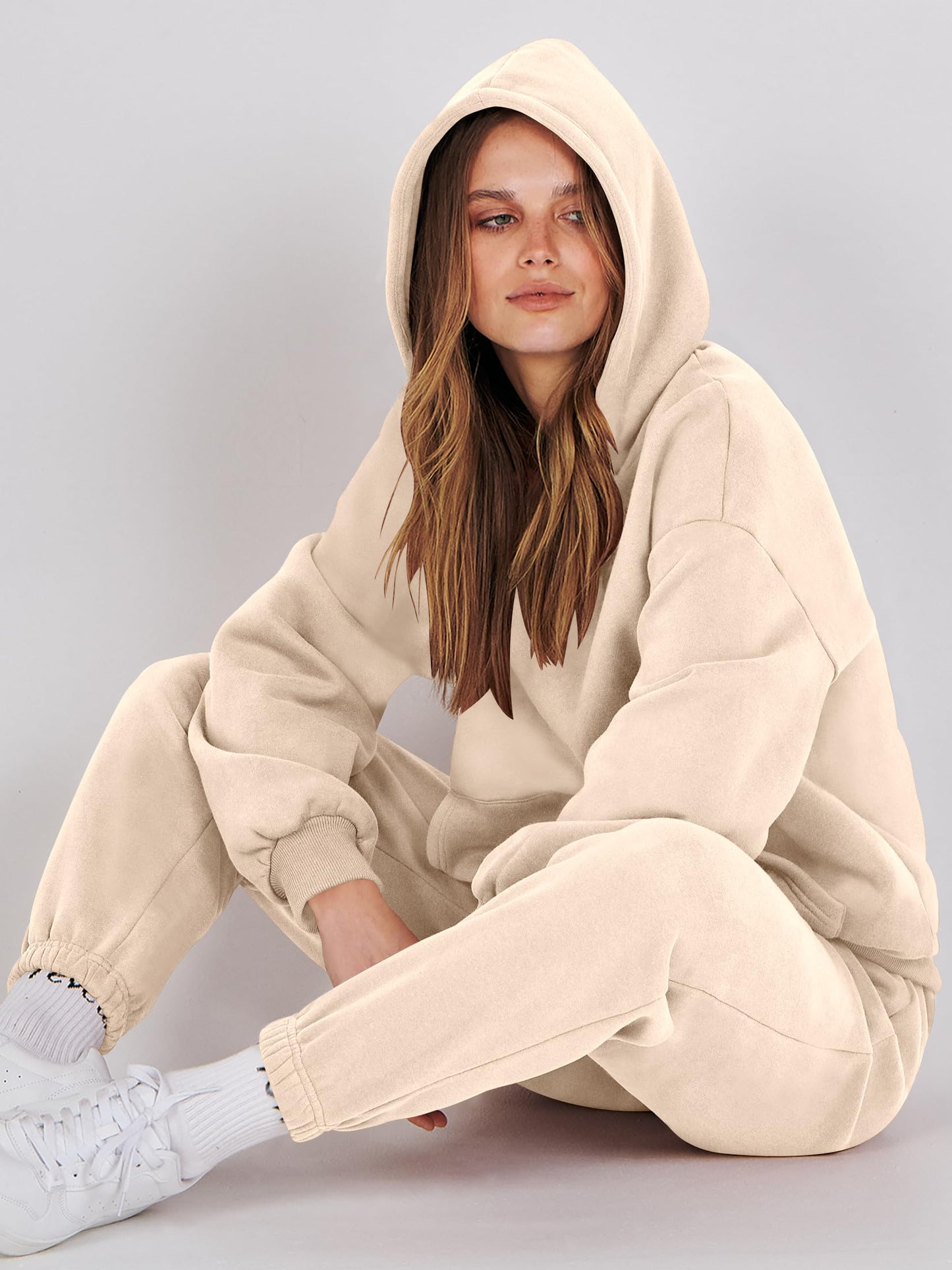 ANRABESS Womens 2 Piece Outfits Lounge Hoodie Oversized Sweatshirt Jogger Sweatpants Y2K Tracksuit Sweatsuit Set Fall Clothes