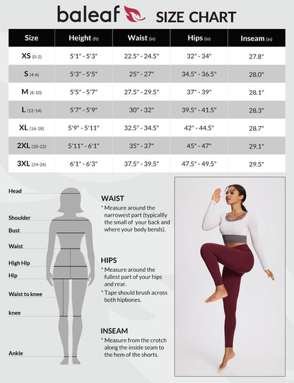 BALEAF Women's Fleece Lined Leggings Thermal Warm Winter Tights High Waisted Yoga Pants Cold Weather with Pockets