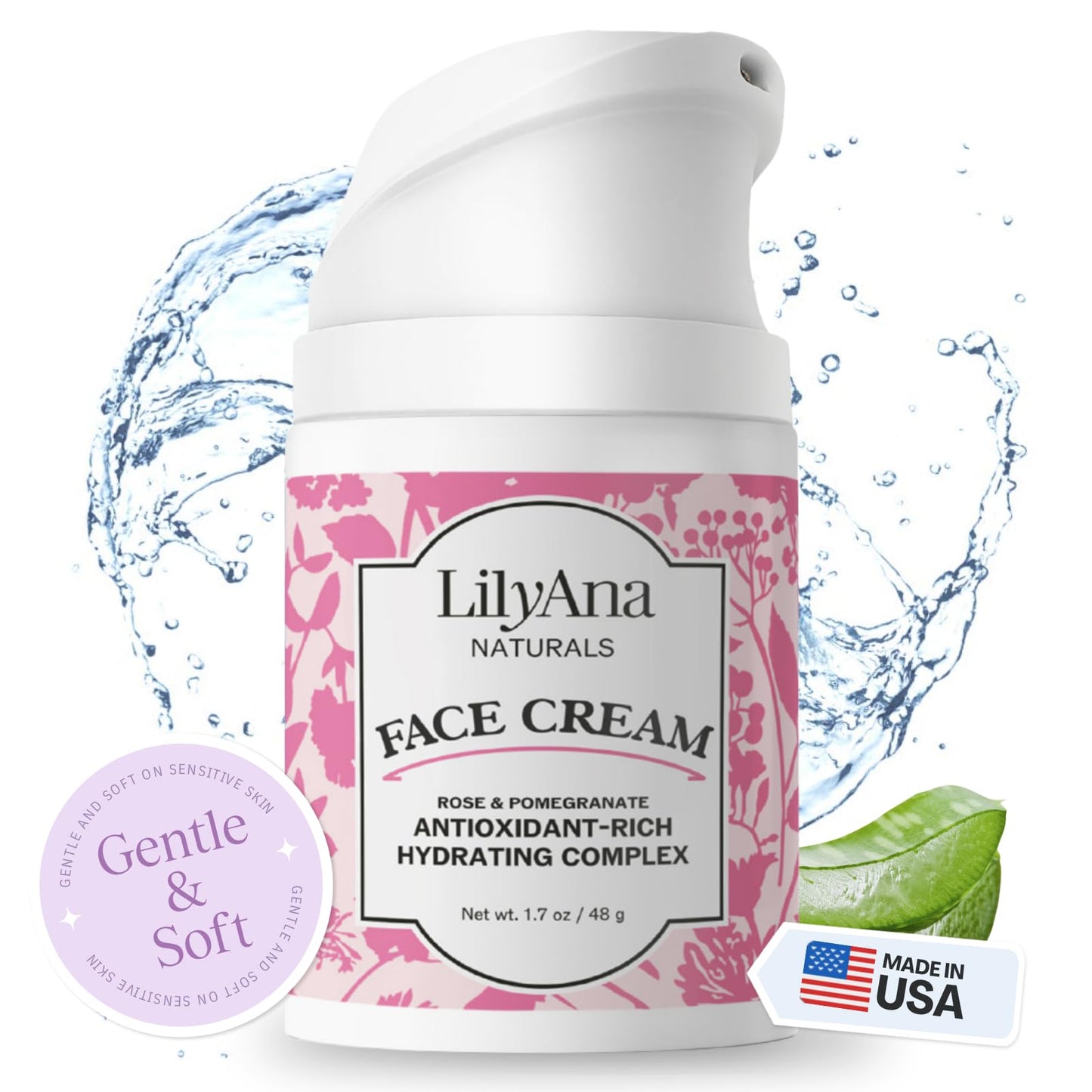 LilyAna Naturals Firming Face Lift Cream with Bakuchiol, Sea Moss and Peptide Complex - Face Tightening and Skin Firming Cream for Face - Advanced Anti-Aging Moisturizer - Made in the USA - 1oz