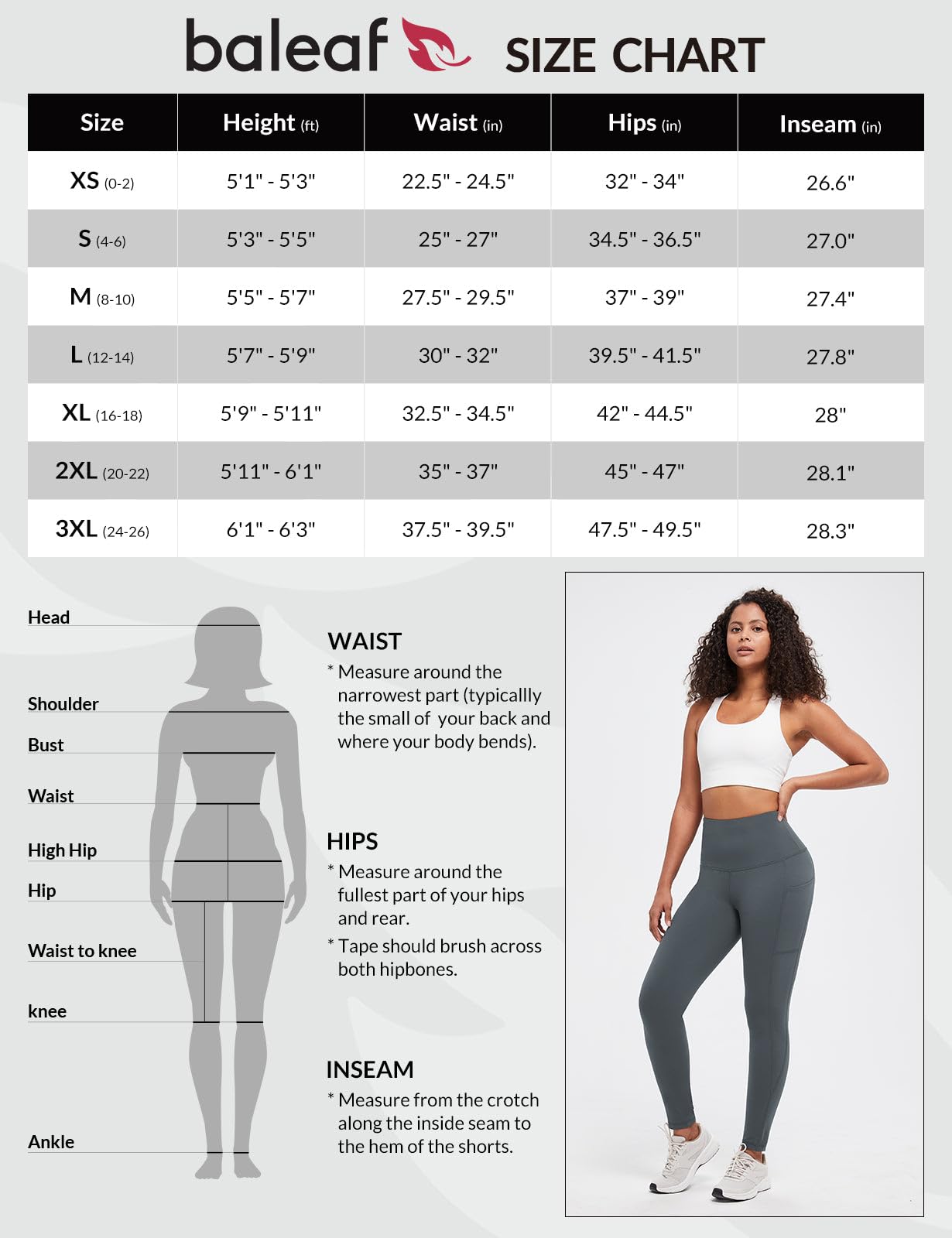 BALEAF Women's Fleece Lined Leggings Thermal Warm Winter Tights High Waisted Yoga Pants Cold Weather with Pockets