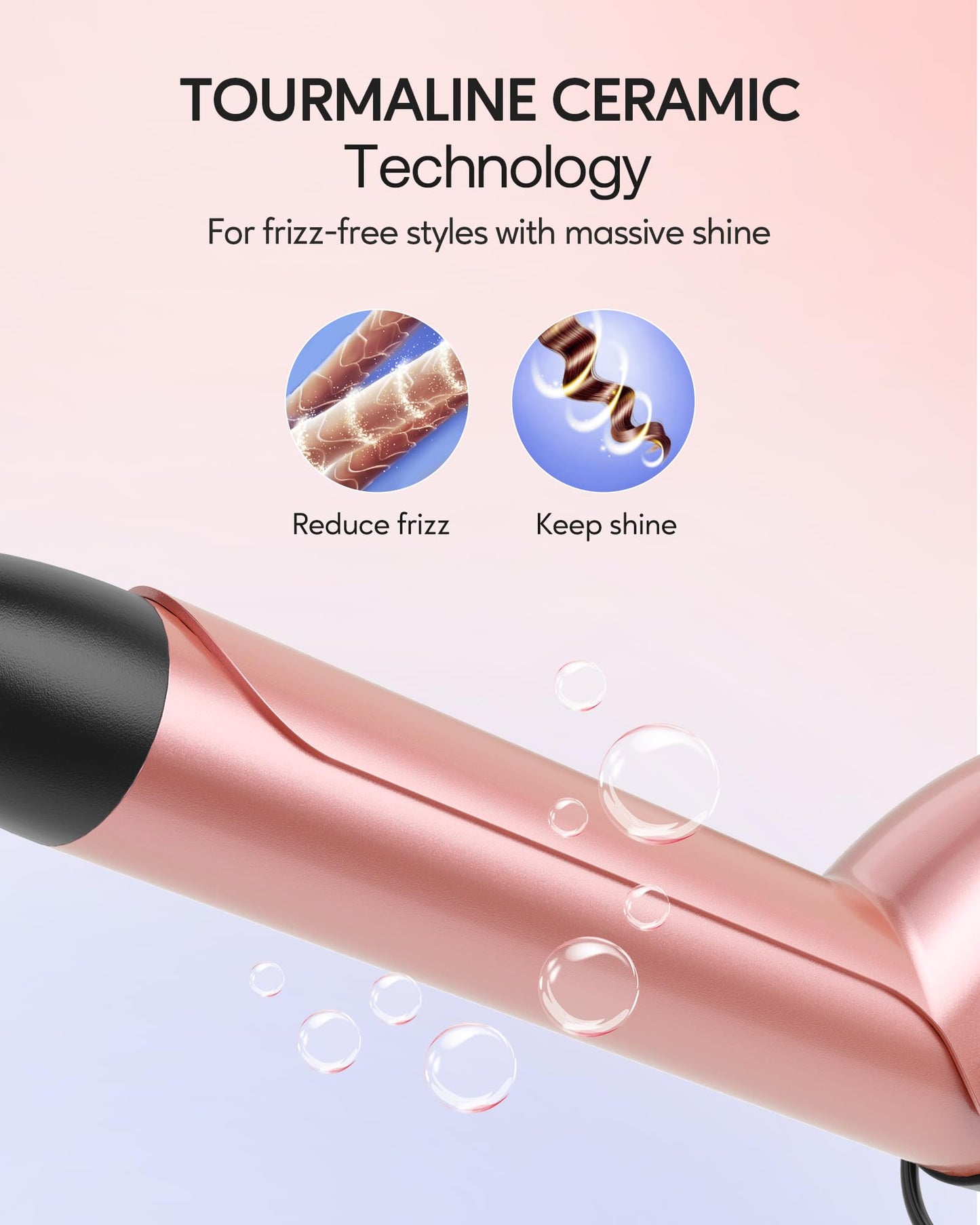 Wavytalk 5 in 1 Curling Iron, Curling Iron Set with Thermal Brush and 4 Interchangeable Ceramic Curling Wand(0.5”-1.25”),Instant Heat Up Hair Curling Iron, Rose Gold