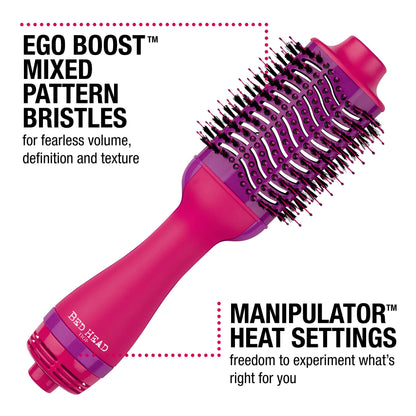 Bed Head One Step Volumizer and Hair Dryer | Dry, Straighten, Texture, Style in One Step (Pink)